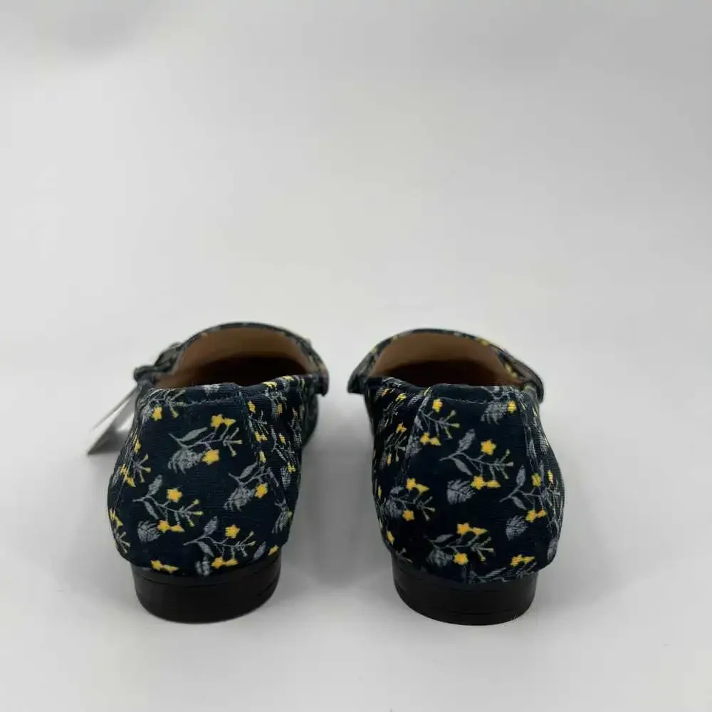 CAbi Blue Yellow Floral Velvet Loafers | Women’s Size 7.5